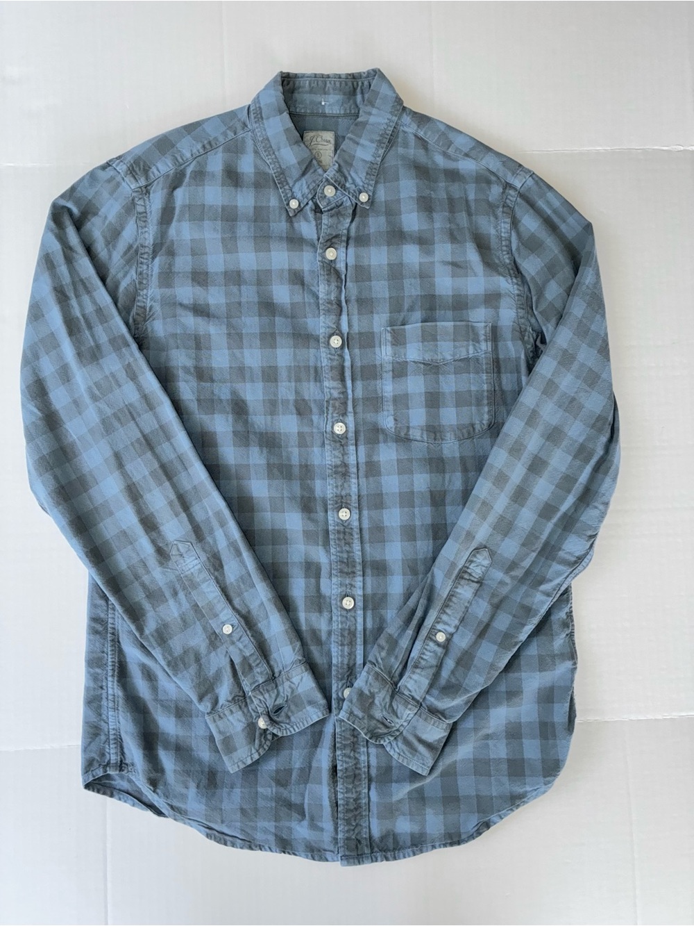 J. Crew Men’s 100% Cotton Button Up Plaid Shirt Slim Fit Size Small Blue/Gray
